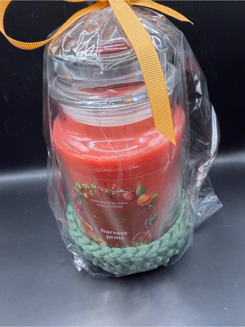 Harvest Gems Fall Jar Candle with Handmade cozy